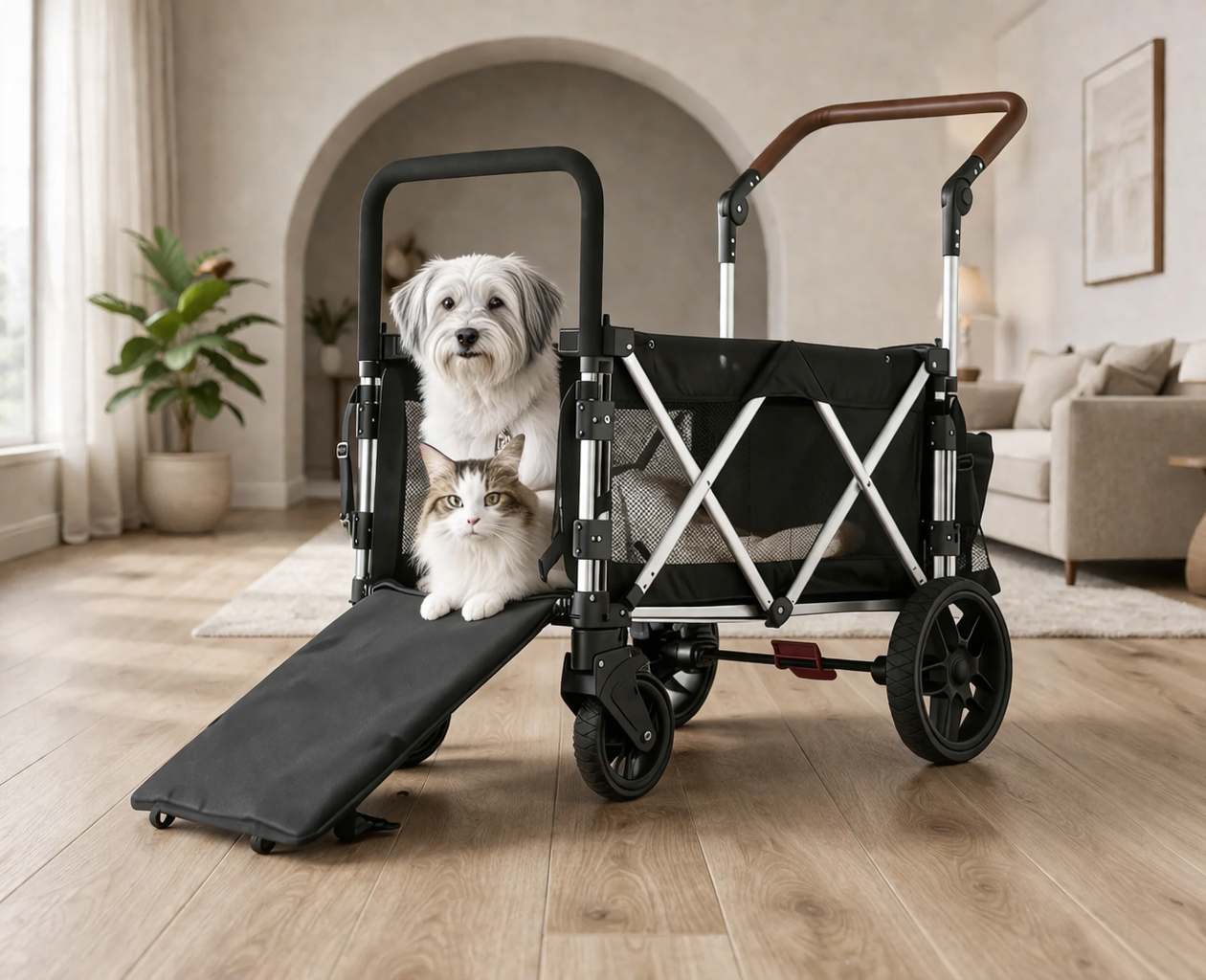 Alota Pets Large Dog Stroller Wagon –  220 lb Heavy Duty with Ramp for Big Dogs