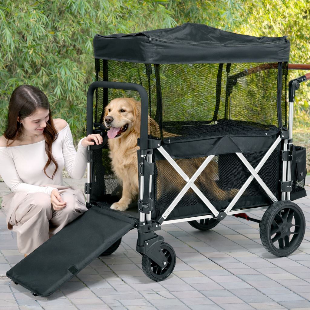 Alota Pets Large Dog Stroller Wagon –  220 lb Heavy Duty with Ramp for Big Dogs