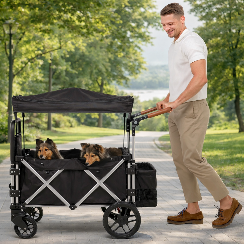 Alota Pets Large Dog Stroller Wagon –  220 lb Heavy Duty with Ramp for Big Dogs